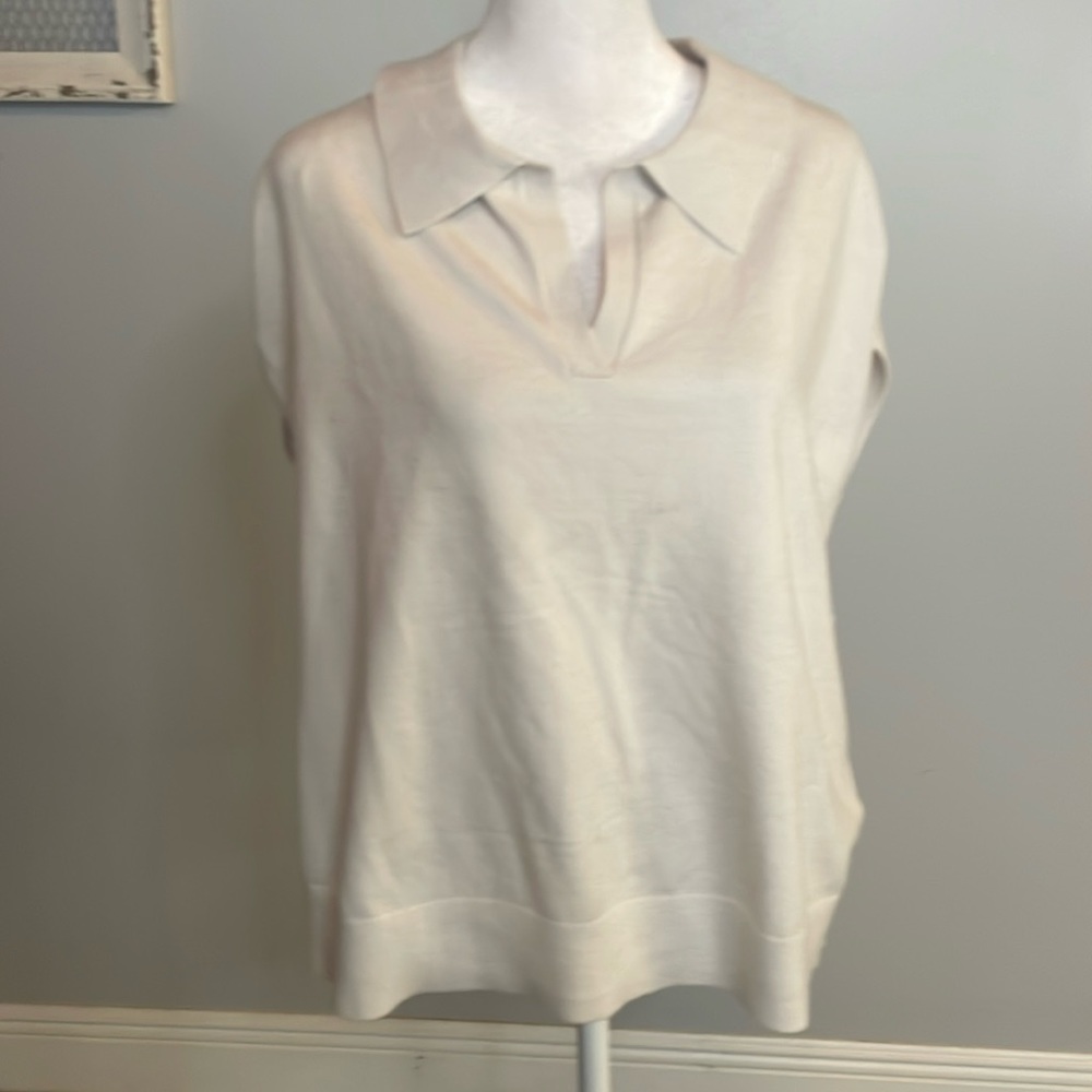 [DKNY] Cream/Gray Knit Sweater Vest - Size LaRGE NWT